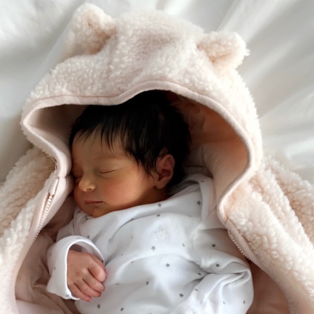Gap Baby Light Pink Fuzzy Bear Suit, 0-3M